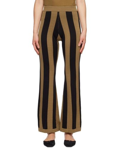 SILK LAUNDRY Tan Stripe Lounge Pants - Black