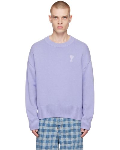 Ami Paris Ssense Exclusive Purple Ami De Cœur Sweater - Blue