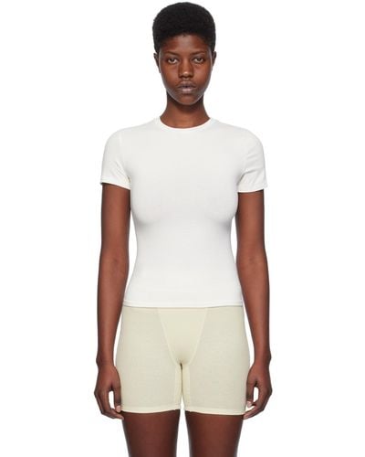 Skims オフホワイト Cotton Jersey Tシャツ - ブラック