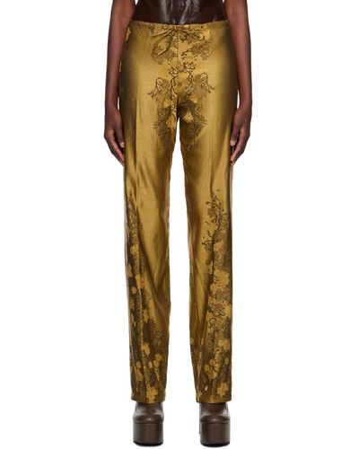 Dries Van Noten Gold Floral Pants - Multicolour