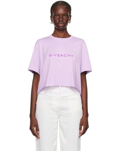 Givenchy T-shirt mauve à logos floqués - Violet