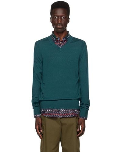 Paul Smith V-neck Jumper - Blue