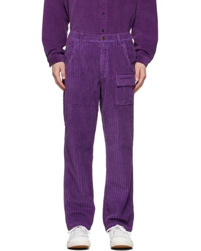 ERL Pantalon ample mauve en velours côtelé de coton - Violet