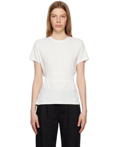 Proenza Schouler Labelコレクション オフホワイト ルーシュ Tシャツ