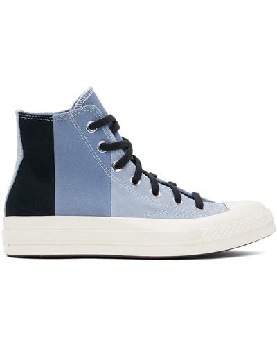 Converse Blue & Navy Chuck 70 Patchwork Suede High Top Sneakers - Black