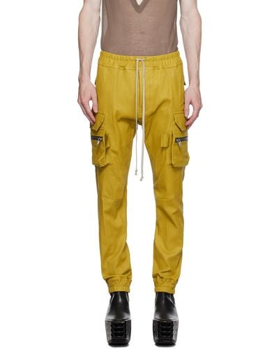 Rick Owens Yellow Mastodon Leather Pants