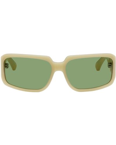 Dries Van Noten Yellow Rectangle Sunglasses - Green