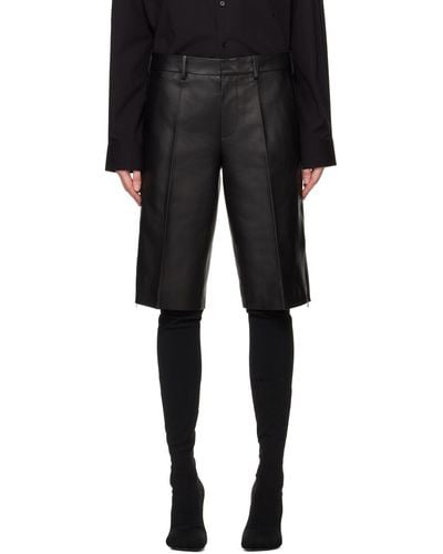 Helmut Lang Straight-leg Leather Shorts - Black