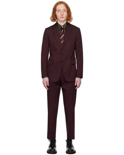 Dries Van Noten Burgundy Soft Constructed Suit - Black