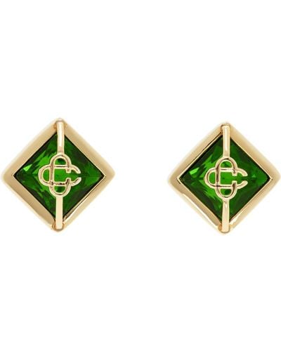 Casablanca Crystal Monogram Earrings - Green