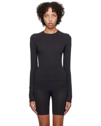 FITS EVERYBODY LONG SLEEVE CREW NECK BODYSUIT, ONYX