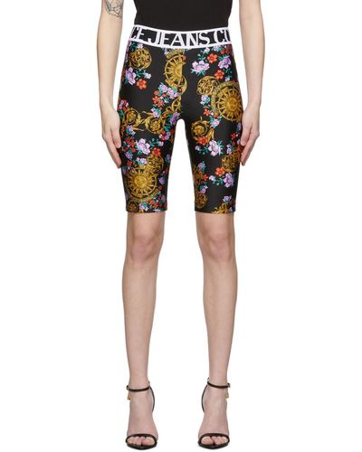 Versace Sun Flower Garland Biker Shorts - Black