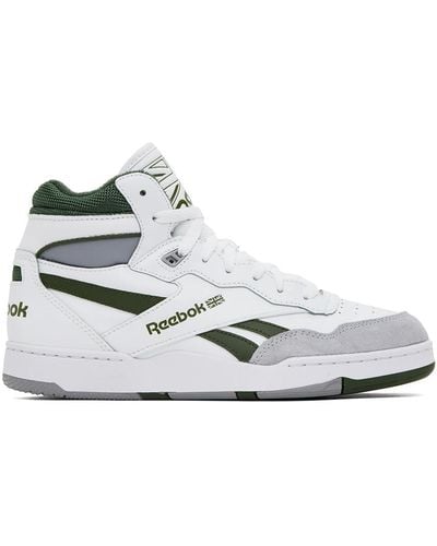 Reebok White & Green Bb 4000 Ii Mid Sneakers - Black