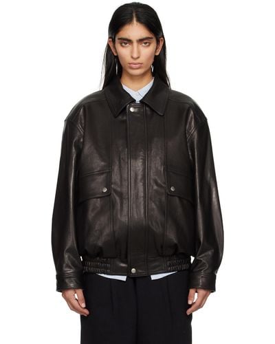 DUNST Oversized Leather Jacket - Black