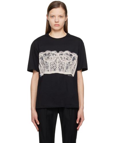 Alexander McQueen T-shirt En Jersey De Coton Imprimé - Noir