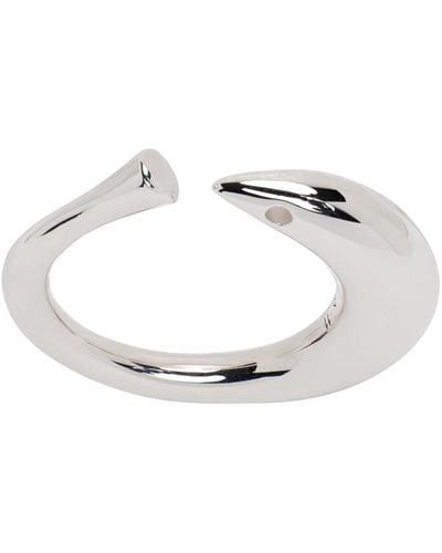 Bottega Veneta Silver Open Band Ring - White