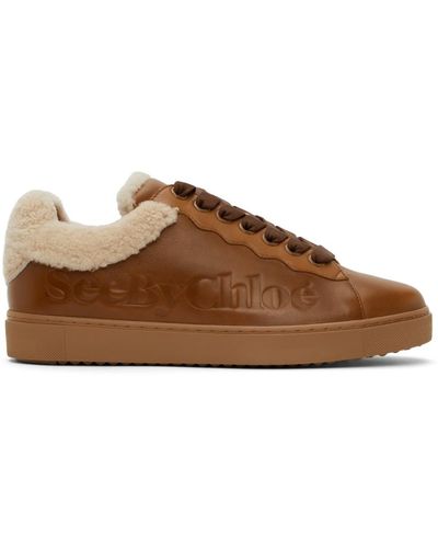 See By Chloé Tan Leathershearling Essie Trainer - Brown