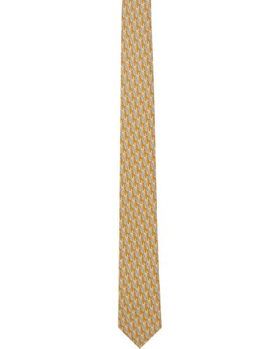Zegna Cravate jaune en soie - Noir
