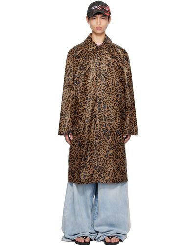 Vetements Manteau brun clair à motif léopard - Noir