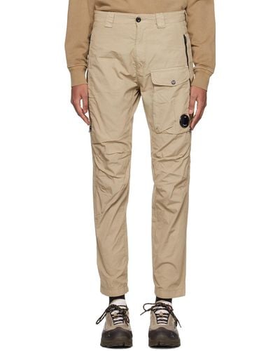 C.P. Company C.p. Company Beige Garment-dyed Trousers - Natural