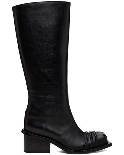 FIDAN NOVRUZOVA Chunky Heel Classic Square Toe Boots - Black