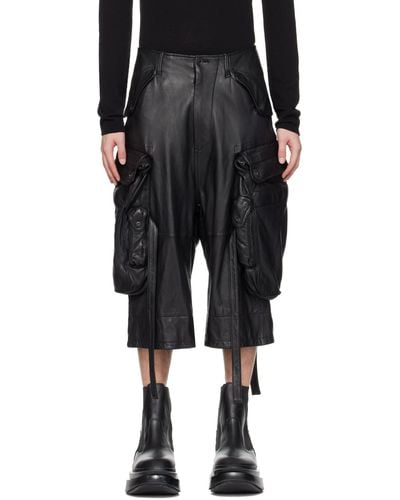 Julius Gas Mask Leather Shorts - Black