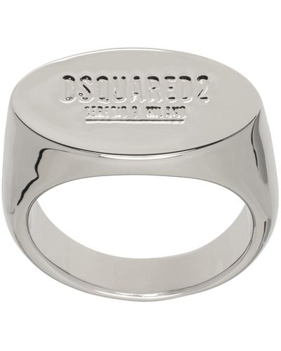 DSquared² Dsqua2 bague argentée à logo gravé - Métallisé