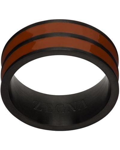ZEGNA Brown & Black Signifier Ring