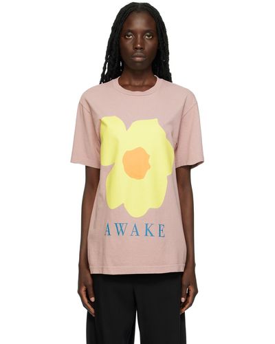 AWAKE NY T-shirt mauve à images - Noir