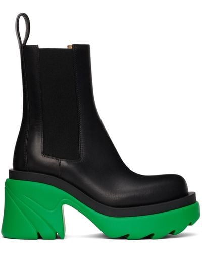 Bottega Veneta Black & Green Flash Boots