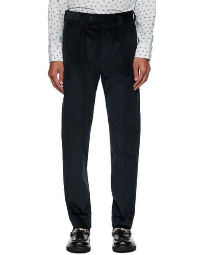 Paul Smith Navy Pleated Trousers - Black
