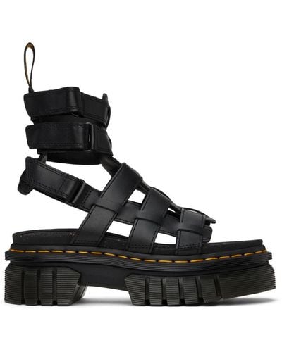Dr. Martens Ricki Leather Platform Gladiator Sandals - Black