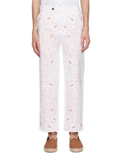 Bode White Braided Couching Pants
