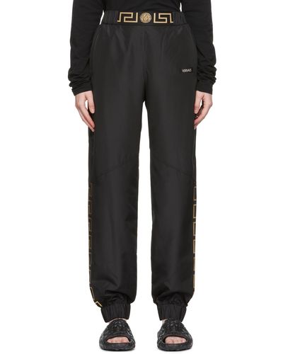 Versace Pantalon de sport noir en polyester
