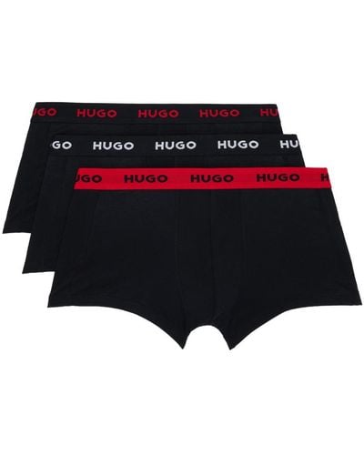 HUGO Ensemble de trois boxers noirs à logos