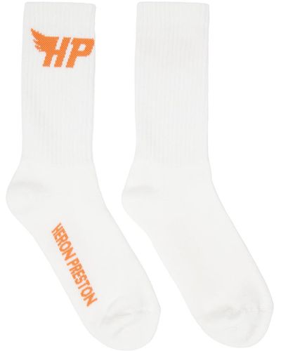 Heron Preston White & Orange Hp Fly Socks