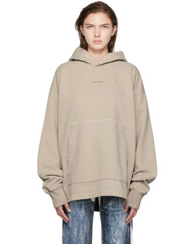 Acne Studios Beige Flocked Hoodie - Natural