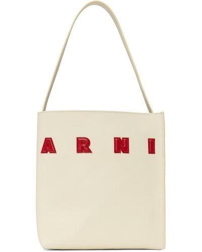 Marni Off-white Leather Museo Patches Tote - Multicolor