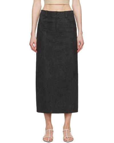 AURALEE Faded Midi Skirt - Black