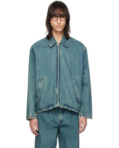 Song For The Mute Pleated Denim Jacket - Blue