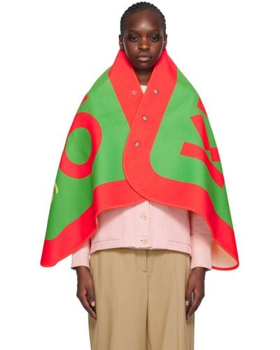 KENZO Green Paris Blanket Scarf - Red