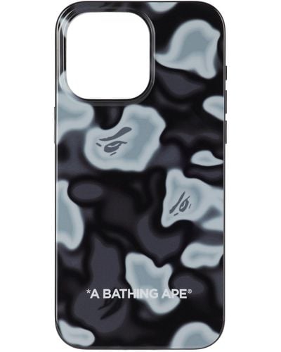 A Bathing Ape Liquid Camo Iphone 15 Pro Plus Case - Black