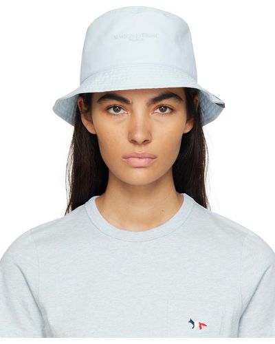 Maison Kitsuné Blue Technical Bucket Hat - White