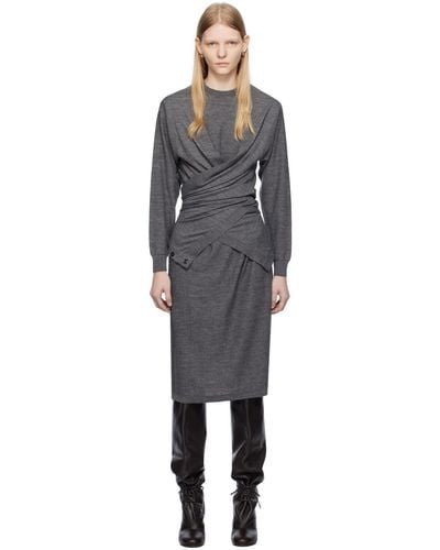 Lemaire Ssense Exclusive Grey Trompe L'œil Midi Dress - Black