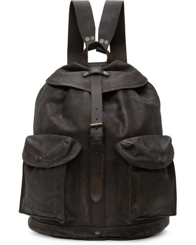 RRL Brown Leather Rucksack Backpack - Black