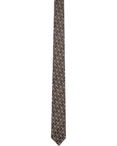 Dries Van Noten Cravate rose à motif graphique en tissu jacquard - Noir