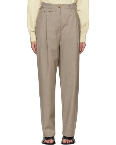 Totême Toteme Taupe Straight-leg Trousers - Natural