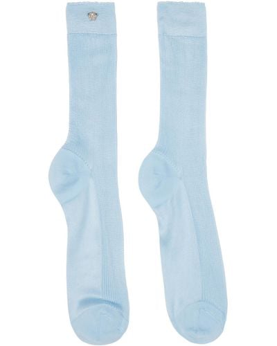 Versace Blue Ribbed Knit Socks