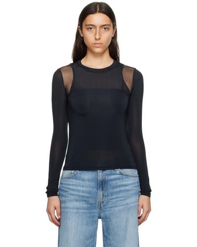 LVIR Contrast Mesh Long Sleeve T-shirt - Black
