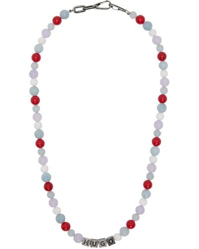 HUGO Multicolour Beaded Stone Necklace - White